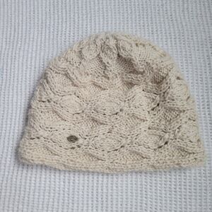 EMILINE Ivory Alpaca Wool Crochet Knit Beanie Hat One Size Soft Warm Winter Peru